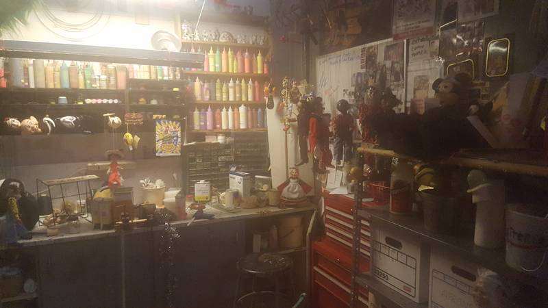 Station within the Bob Baker Marionette theater where puppets are made and restored.